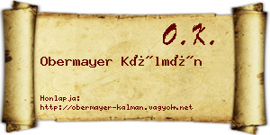 Obermayer Kálmán névjegykártya